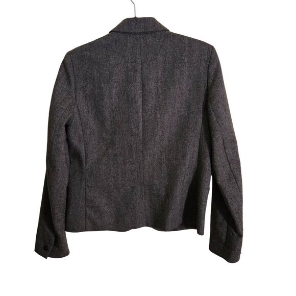 Gap Academy Blazer Brown Tweed Blue Red Striped Cuff Wool Blend Academia Size 6 - Picture 2 of 7